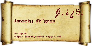 Janszky Ágnes névjegykártya